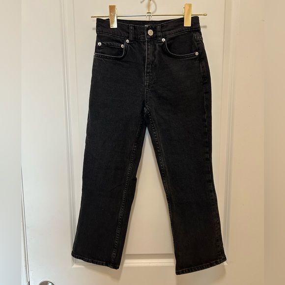 ASOS DESIGN Black Denim Straight Leg Cropped Petite Jeans Size 23 - Picture 2 of 16